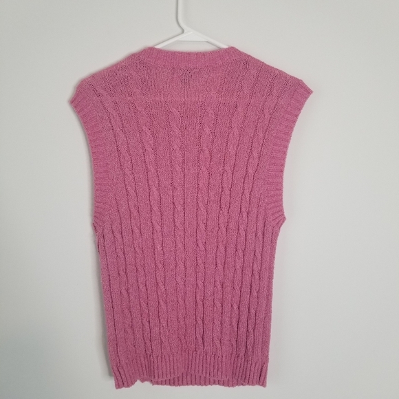 Anthropologie Current Air Pink Angeline Cable Knit Sleeveless Sweater Vest  S - Picture 9 of 10